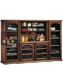 Combination of 4 single temperature wine cabinets for storage or service + spice rack CALICE