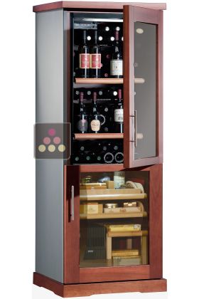 Combined wine service cabinet and cigar humidor
