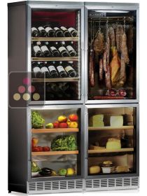 Built-in combination of 4 refrigerated cabinets : wine, cheese, delicatessen + Alcool and Champagne compartment - Stainless steel internal coating CALICE