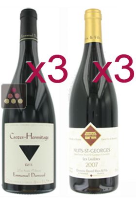 Selection of 6 Red Wines - Rh&ocirc;ne & Burgundy - Syrah & Pinot noir