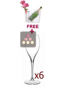 Champagne essentials : 6 Grand Piqué glasses + free Roses & Bubble bucket L'ATELIER du VIN
