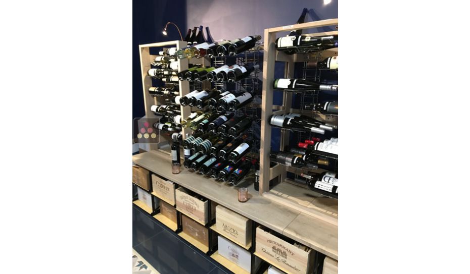 Chromed steel wall rack for 12 x 75cl bottles - Sloping bottles