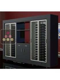 Combination of two modular multipurpose wine cabinets with slatted island storage unit  CALICE DESIGN