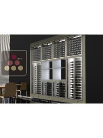 Combination of 8 built in modular multi purpose wine cabinets with storage units CALICE DESIGN