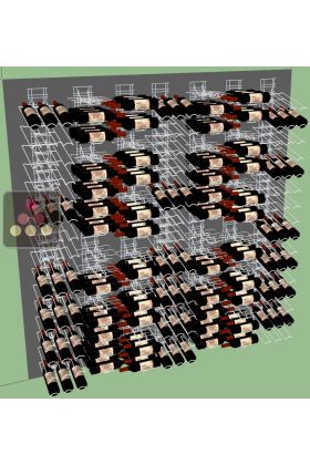 Wall of 7 wall holders for 336 x 75cl bottles tilted & horizontal 