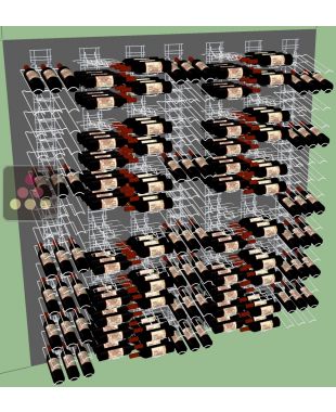 Wall of 7 wall holders for 336 x 75cl bottles tilted & horizontal  VISIORACK