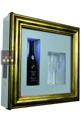 Single temperature silent refrigerated Champagne stand  for 1 bottle and 2 glasses