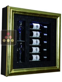 Single temperature silent refrigerated Champagne stand  for 5 bottles and 2 glasses CALICE DESIGN