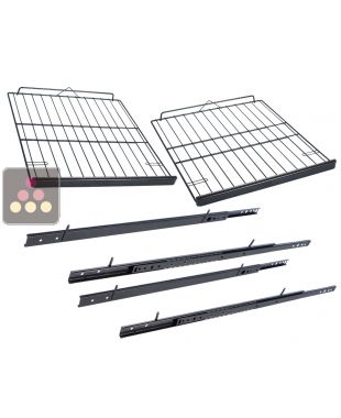 Set of 2 Steel wire sliding shelves with wooden front  CLIMADIFF