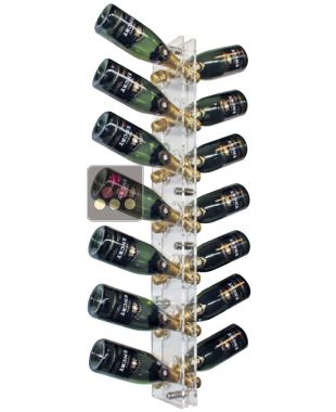 Wall Mounted Bottle Rack in Plexiglass for 14 champagne bottles - (optional LED lighting) SOBRIO