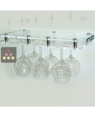 Wall Mounted Glass Rack in Clear Plexiglass - 6 glasses SOBRIO