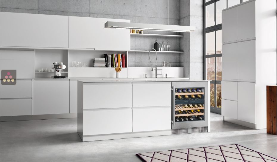 Wine cabinet for the storage and service of wine with 2 temperatures - can be fitted
