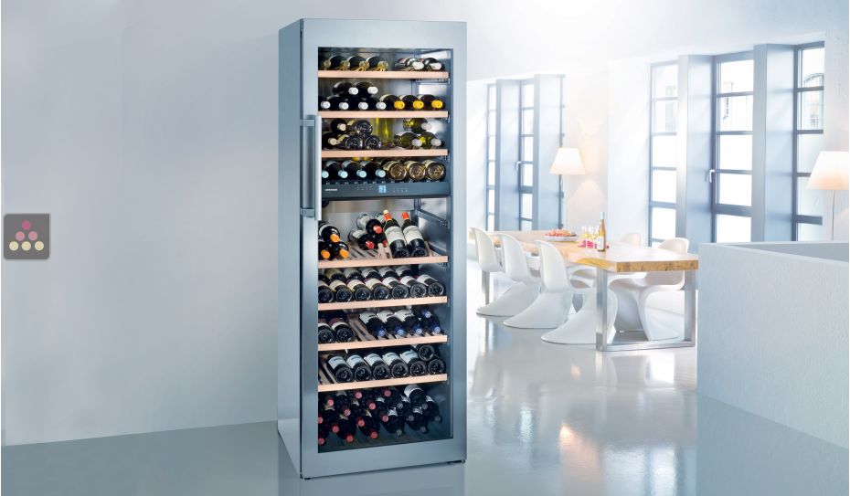 Dual temperature wine cabinet for storage and/or service
