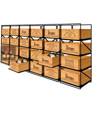 Sliding racks for 24 wooden cases of wine or 288 bottles MODULORACK