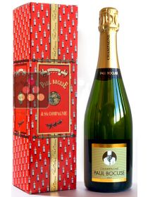 Bottle of Champagne in a red Paul Bocuse case PAUL BOCUSE