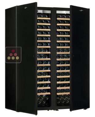 Combination of 2 single temperature wine cabinets for ageing and/or service - Sliding shelves TRANSTHERM