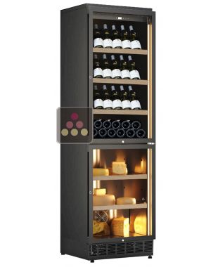 Built-in combination of wine & cheese cabinets - Inclined bottles CALICE