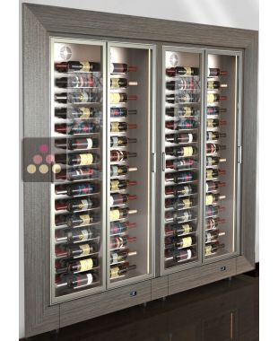 Built-in combination of 2 HOME multi-temperature wine display cabinet - 36cm deep - Horizontal bottles CALICE DESIGN