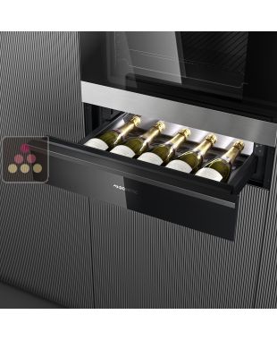 Built-in wine service cabinet with drawer 5 bottles - Black glass front DOMETIC