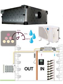 Air conditioner for wine cellar up to 1810W/12°C with ducted evaporator and humidifier - Horizontal ducting - Specific version FRIAX