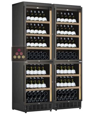 Built-in combination of 4 single-temperature wine cabinets for service or storage CALICE