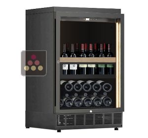 Built-in single temperature wine cabinet for wine storage or service with a sliding shelf for standing bottles CALICE