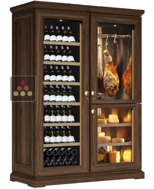 Built-in combination of a mono-temperature wine cabinet, a cheese and cured meat cabinet CALICE