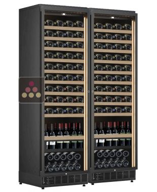 Built-in combination of 2 single-temperature wine cabinets for service or storage CALICE