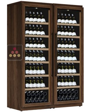 Combination of 2 Single temperature wine service or storage cabinets - Inclined bottles CALICE