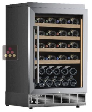 Built-in single temperature wine cabinet for wine storage or service - Stainless steel front - Sliding shelves CALICE