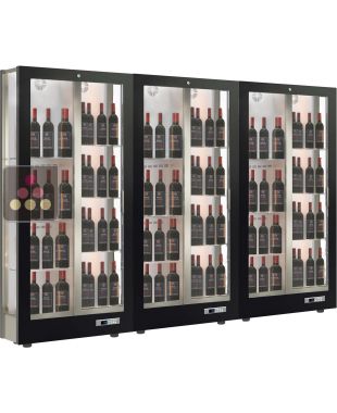 Combination of 3 professional multi-temperature wine display cabinets - 36cm deep - 3 glazed sides - Magnetic and interchangeable cover CALICE DESIGN