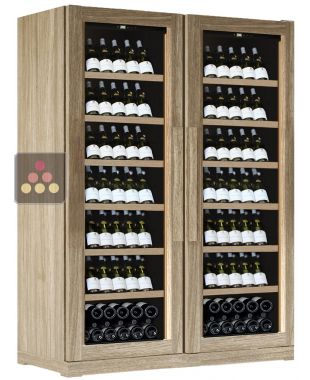 Combination of 2 Single temperature wine service or storage cabinets - Inclined bottles CALICE