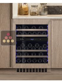 Dual temperature built in wine cabinet for storage and/or service - Push open door and customizable front LE CHAI