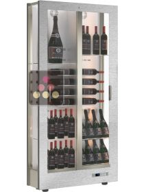 Professional multi-temperature wine display cabinet - 3 glazed sides - 36cm deep - Mixed shelves - Magnetic and interchangeable cladding - EXPO Model CALICE DESIGN