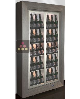 Freestanding multi-purpose wine display cabinet - P36cm - Inclined bottles - Flat frame CALICE DESIGN