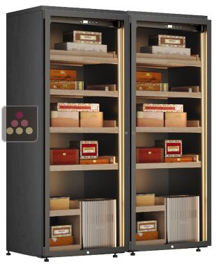 Combination of 2 freestanding cigar humidors with temperature and humidity regulation  CALICE
