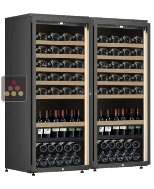 Combination of 2 single-temperature wine cabinets for service or storage CALICE