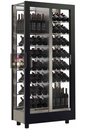 Wine display cabinet - Pro - 4 glazed sides - Interchangeable cover - Inclined and standing bottles