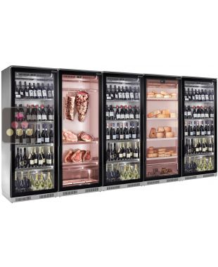 Combination of 3 refrigerated display cabinets for wine, 1 for chesse conservation and 1 for meat maturation BRERA