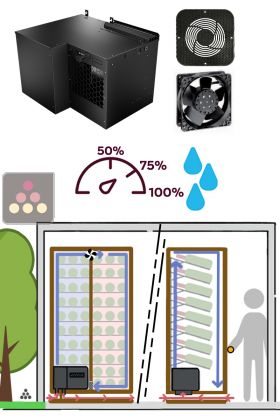 Monobloc air conditionner 2 temperatures for wine cabinet 680W - Down evacuation - Cooling and humidifying