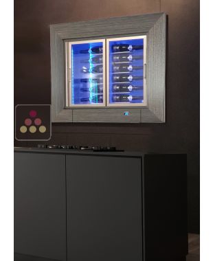 Built-in multi-temperature wine display cabinet - 36cm deep - Horizontal bottles - Flat frame CALICE DESIGN