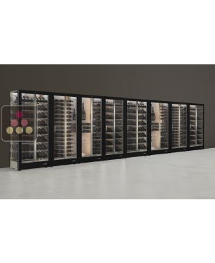 Combination of 8 professional multi-temperature wine display cabinets - 3 glazed sides - Magnetic and interchangeable cover CALICE DESIGN