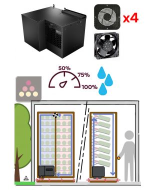 Monobloc air conditionner 2 temperatures for wine cabinet 800W - Down evacuation - Cooling and humidifying FRIAX