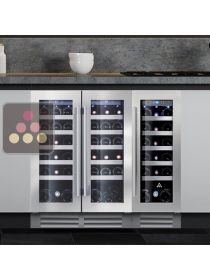 3-temperature built-in combination of 2 serving wine cellars - Steel frames LE CHAI