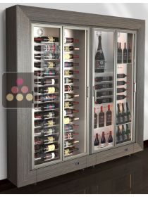 Freestanding combination of 2 modular multi-purpose wine display cabinets - Mixed shelves - Professional use - 36cm deep CALICE DESIGN
