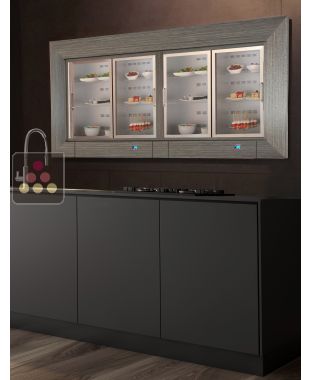 Built-in combination of 2 multi-temperature wine display cabinets - 36cm deep - Standing bottles - Flat frame CALICE DESIGN