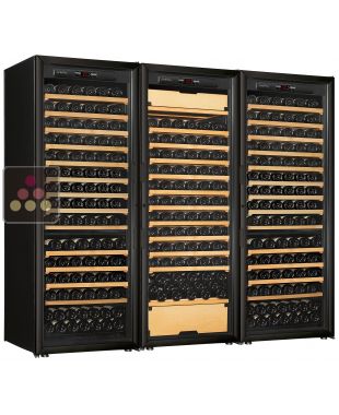 Combination of two ageing wine cabinet and one multipurpose wine cabinet - Sliding shelves ARTEVINO