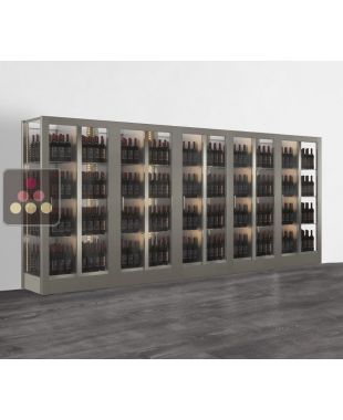 Combination of 5 professional multi-purpose wine display cabinet - Freestanding - 3 glazed sides - Vertical bottles - Magnetic and interchangeable cover CALICE DESIGN