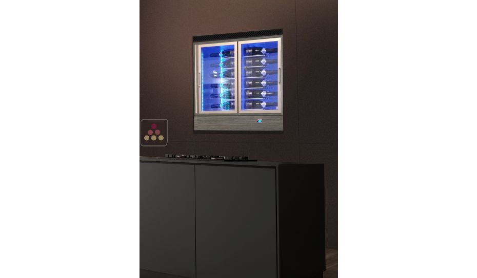 Built-in multi-temperature wine display cabinet - 36cm deep - Horizontal bottles - with front frame only