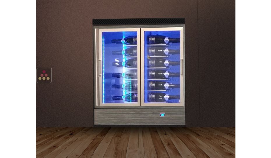 Built-in multi-temperature wine display cabinet - 36cm deep - Horizontal bottles - with front frame only